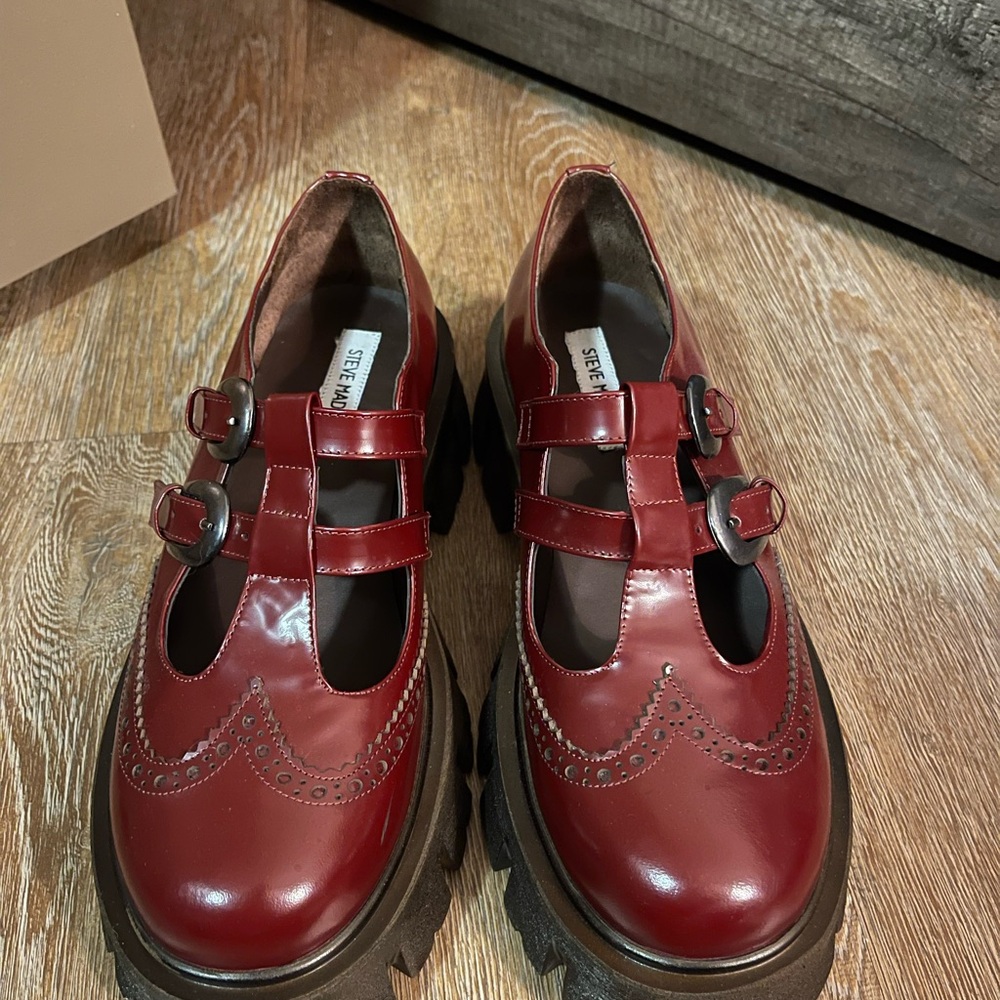 Red Mary Jane Platform Shoes